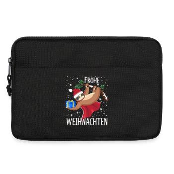 Faultier Frohe Weihnachten Schneeflocken - Laptoptasche 13" - Schwarz - Vorne