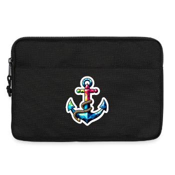 Anchor with knot polygon colorful - Laptop bag 13" - black - Front