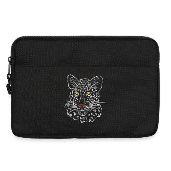 Leopard face illustration in black and white - Laptop bag 13" - black - Front