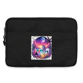 Einhorn am Strand bei Sonnenuntergang - Laptoptasche 13" - Schwarz - Vorne