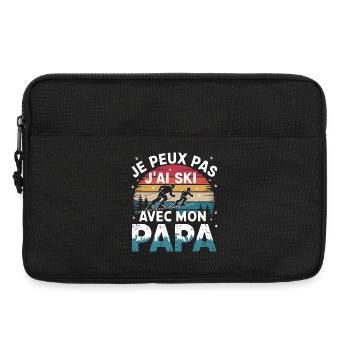 Je peux pas j'ai ski avec mon papa - Sacoche pour ordinateur portable 13 pouces - noir - Devant
