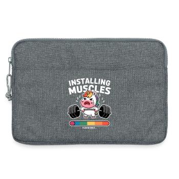 Unicorn Lifts Weights Loading - Laptop bag 13" - heather grey - Front
