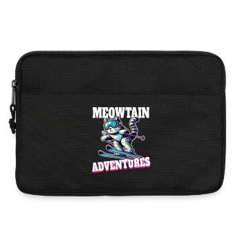 Meowtain Adventure – Skiing Cat - Laptop bag 13" - black - Front