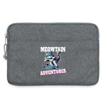 Meowtain Adventure – Chat skieur - Sacoche pour ordinateur portable 13 pouces - gris chiné - Devant