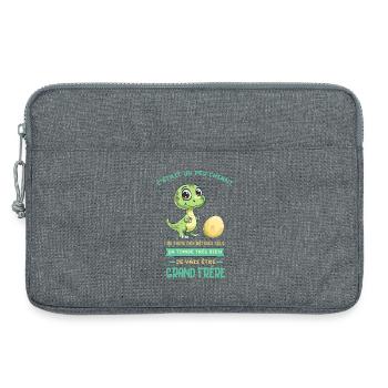 Dino mignon, Grand frère arrive - Sacoche pour ordinateur portable 13 pouces - gris chiné - Devant