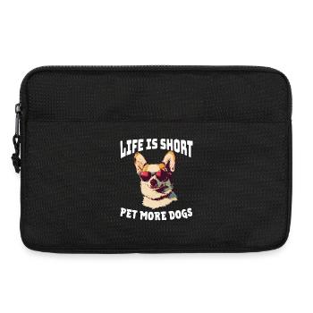 La vie est courte, Faites un coup de chien avec plus de chiens - Sacoche pour ordinateur portable 13 pouces - noir - Devant