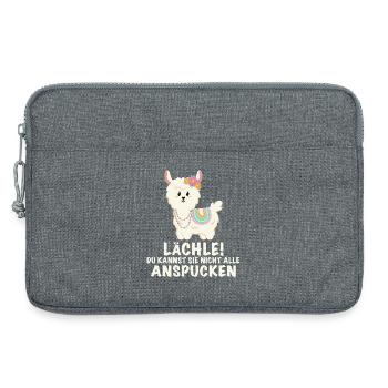 Lama lustiger Spruch Lächeln - Laptoptasche 13" - Grau meliert - Vorne