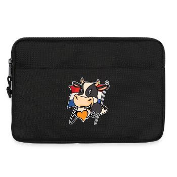 Vache avec drapeau et cœur - Sacoche pour ordinateur portable 13 pouces - noir - Devant
