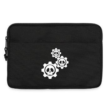 Weiße Zahnräder und Totenköpfe - Laptoptasche 13" - Schwarz - Vorne