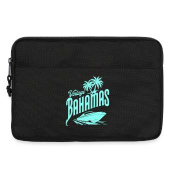 Vintage Bahamas Blue Palm Trees & Speedboat Design - Laptop bag 13" - black - Front