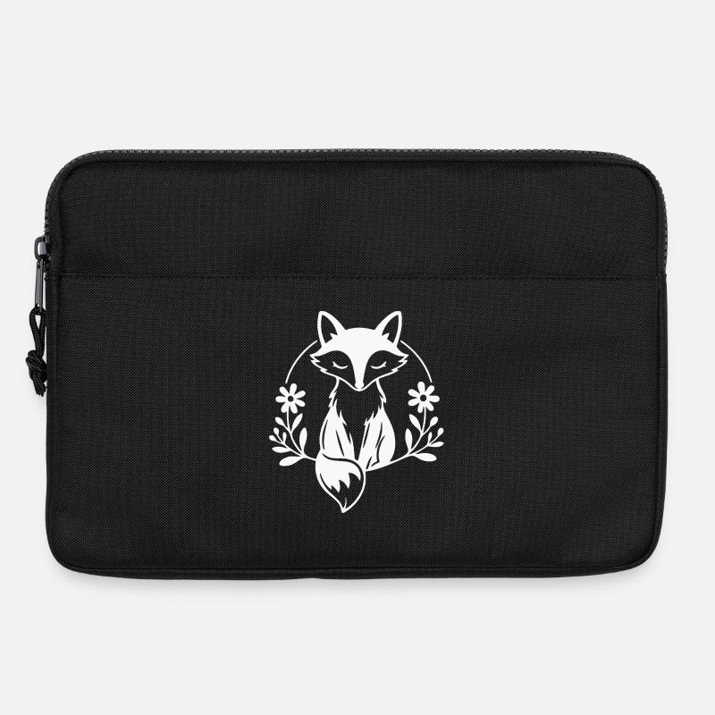 Mystischer Fuchs Blumenemblem - Laptoptasche 13" - Schwarz