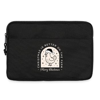 Poulet Noël vœux souhaits ferme - Sacoche pour ordinateur portable 13 pouces - noir - Devant
