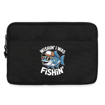Poisson humoristique avec lunettes de soleil et casquette - Sacoche pour ordinateur portable 13 pouces - noir - Devant