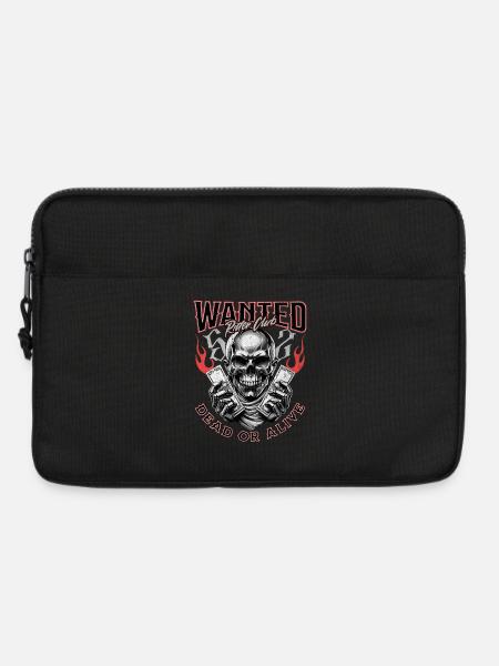 Wanted Biker Skull Dead or Alive Motorrad Chopper - Laptoptasche 13" - Schwarz
