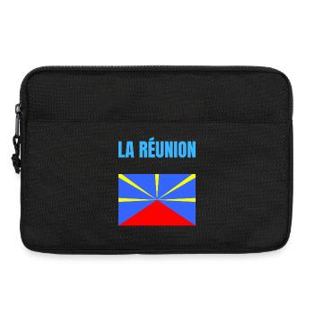 T-shirt drapeau La Réunion volcan - Sacoche pour ordinateur portable 13 pouces - noir - Devant