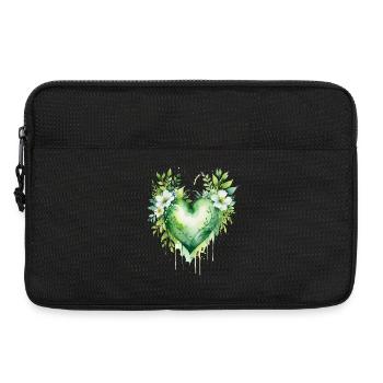 Aquarelle Verte Coeur Flore - Sacoche pour ordinateur portable 13 pouces - noir - Devant