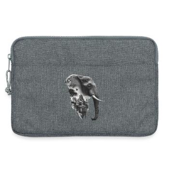 Elephant and Temple in Collage - Laptop bag 13" - heather grey - Front