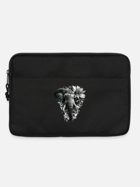 Monochrome Floral Elephant - Laptop bag 13" - black