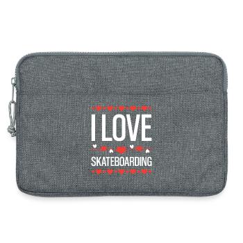 J’adore le skateboard - Sacoche pour ordinateur portable 13 pouces - gris chiné - Devant