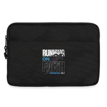 🏃‍♂️Blue "Running on Faith" Hebrews 12:1 - Laptop bag 13" - black - Front