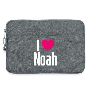 I Love Noah Pink Heart I Love Noah - Laptop bag 13" - heather grey - Front