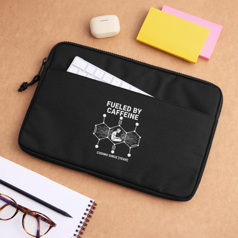 Alimenté par la caféine Coding Chemise | Programmeur Sacoche pour ordinateur portable 13 pouces