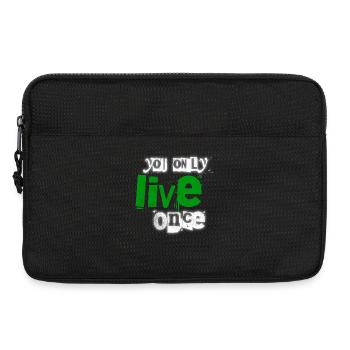 Du lebst nur einmal – grüne Betonung - Laptoptasche 13" - Schwarz - Vorne
