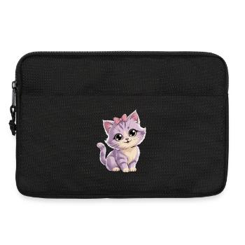 Kitten with bow - customizable - Laptop bag 13" - black - Front