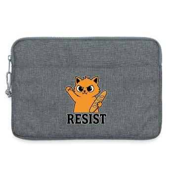 Resist Katze mit Baguette Lustiger Protest - Laptoptasche 13" - Grau meliert - Vorne