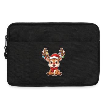 Motif de Noël drôle de dessin animé renne rouge au nez rouge - Sacoche pour ordinateur portable 13 pouces - noir - Devant