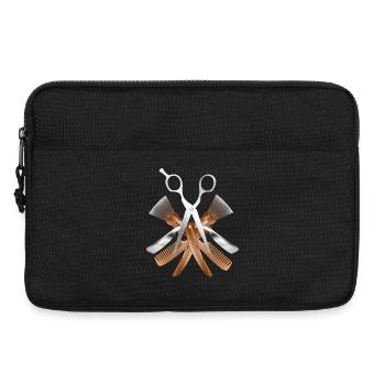 Motif élégant de barbier avec ciseaux et outils - Sacoche pour ordinateur portable 13 pouces - noir - Devant