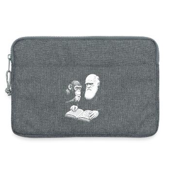 Charles Darwin studying with Monkey  - Laptop bag 13" - heather grey - Front