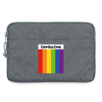 LGBT SAFE SPACE Uedvoezluenk welcome in Hungarian - Laptop bag 13" - heather grey - Front