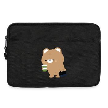 Müder Braunbär mit Kaffee und Tüte - Laptoptasche 13" - Schwarz - Vorne