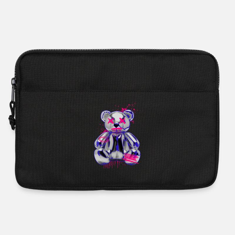 Gothic Teddy Bär mit Graffiti Neon Look - Laptoptasche 13" - Schwarz