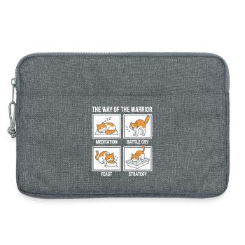 Funny Cat The Way of the Warrior Samurai Orange - Laptop bag 13" - heather grey - Front