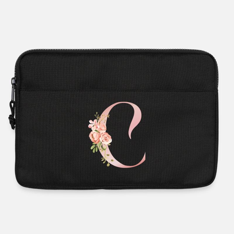 Q Blumenaquarell und Band - Laptoptasche 13" - Schwarz