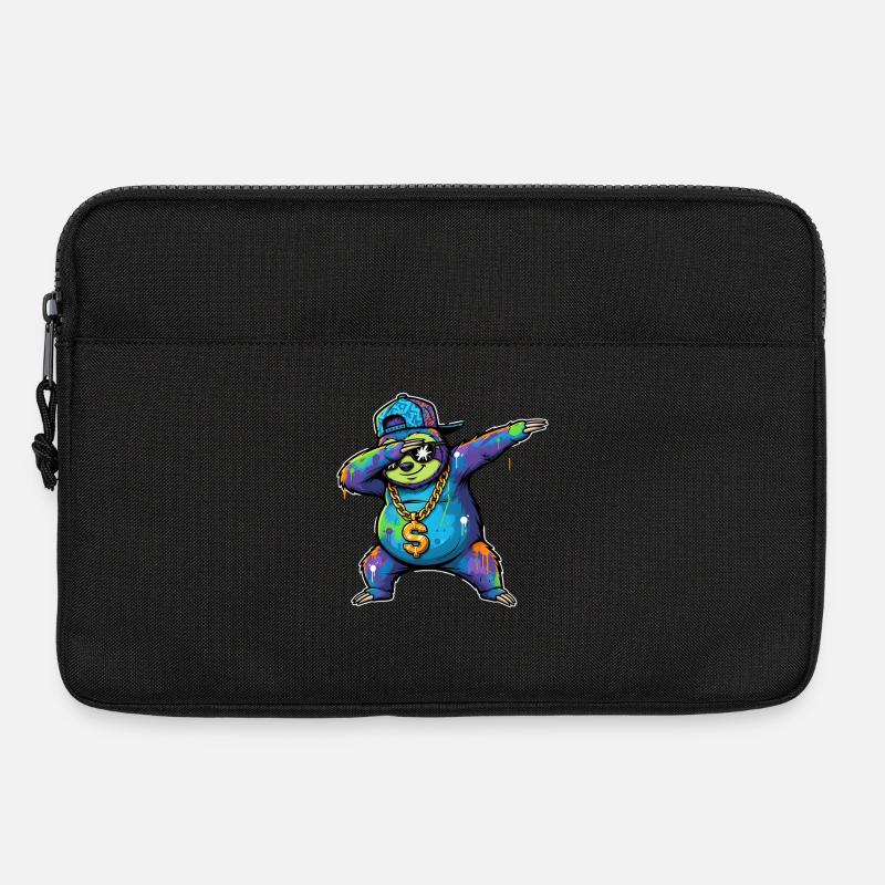 Faultier Graffiti mit Goldkette Street Art - Laptoptasche 13" - Schwarz