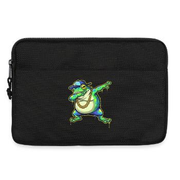 Grenouille de la rue verte avec un tamponnage en chaîne dorée - Sacoche pour ordinateur portable 13 pouces - noir - Devant