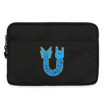 Blaue U-Form Gitarre mit Rock Hand - Laptoptasche 13" - Schwarz - Vorne