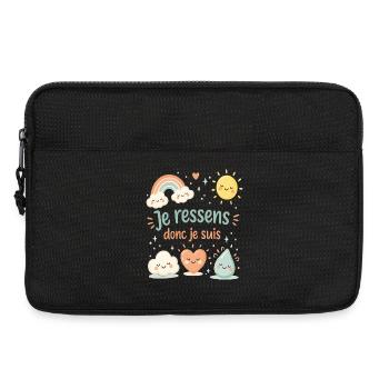 Je ressens donc je suis – T-shirt enfant émotions - Sacoche pour ordinateur portable 13 pouces - noir - Devant