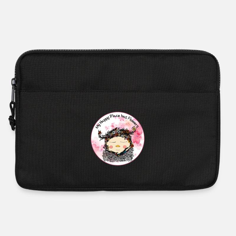 Mein glücklicher Ort sind Blumen – Gnome mit Blumengarten - Laptoptasche 13" - Schwarz