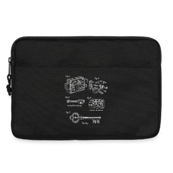 Bauplan-Schlosswerk: Vintage-Schlüssel und Mechanismus - Laptoptasche 13" - Schwarz - Vorne