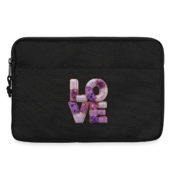 Patchwork Love Quiltlook Schriftzug - Laptoptasche 13" - Schwarz - Vorne