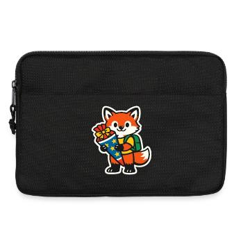Fuchs mit Geschenk und Rucksack Einschulung - Laptoptasche 13" - Schwarz - Vorne