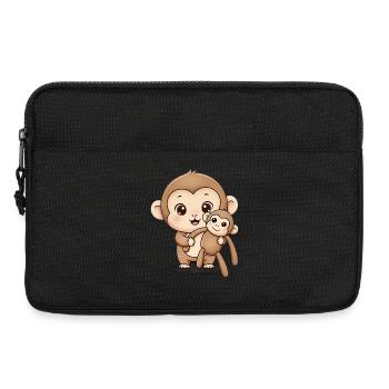 Süßer Punch Affe hält Kuscheltier - Laptoptasche 13" - Schwarz - Vorne