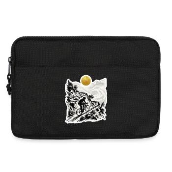 Radfahrer Bergpass Holzschnitt Goldsonne - Laptoptasche 13" - Schwarz - Vorne