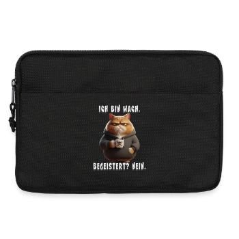Lustige Katze für Morgenmuffel mit Kaffee Geschenk - Laptoptasche 13" - Schwarz - Vorne