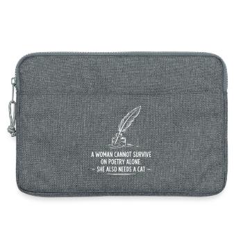 Citation de poésie Chat et Plume - Sacoche pour ordinateur portable 13 pouces - gris chiné - Devant