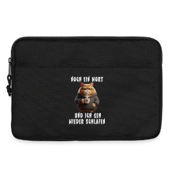 Lustiges Katzen Schlafshirt für Morgenmuffel - Laptoptasche 13" - Schwarz - Vorne